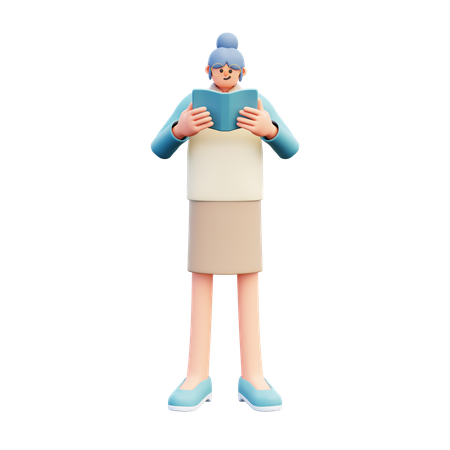 Livre de lecture de professeur de femme  3D Icon