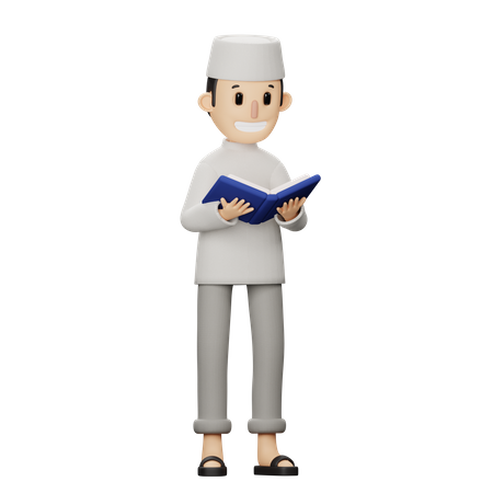 Pose de livre de lecture musulman  3D Illustration