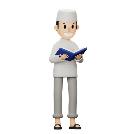 Pose de livre de lecture musulman  3D Illustration