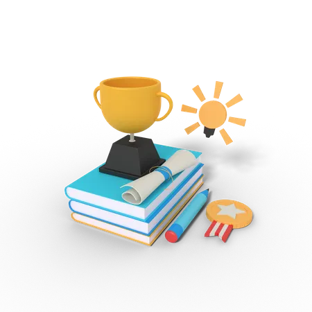 Trophée de l'éducation au livre  3D Illustration