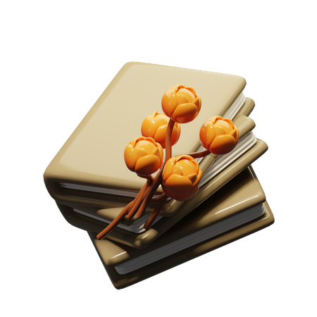 Livre et fleur  3D Icon