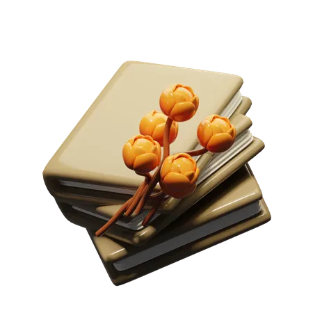 Livre et fleur  3D Icon