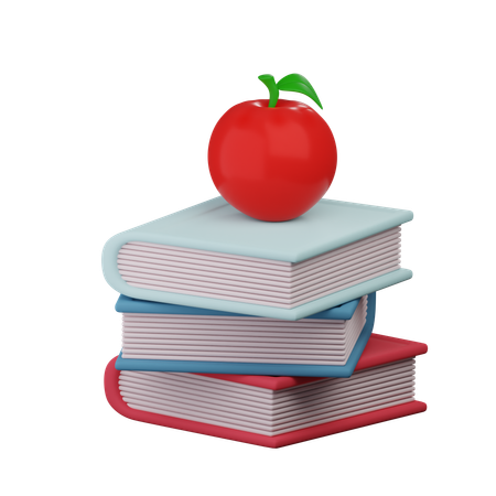 Livre et pomme  3D Icon