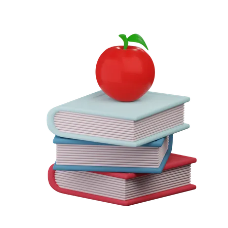 Livre et pomme  3D Icon