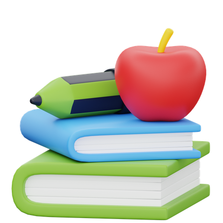 Livre et pomme  3D Icon