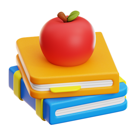 Livre et pomme  3D Icon