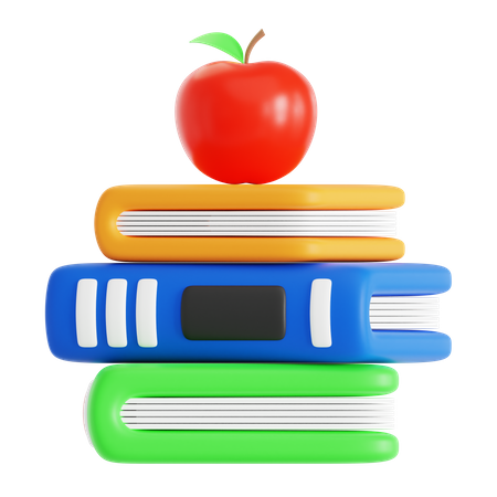 Livre et pomme  3D Icon