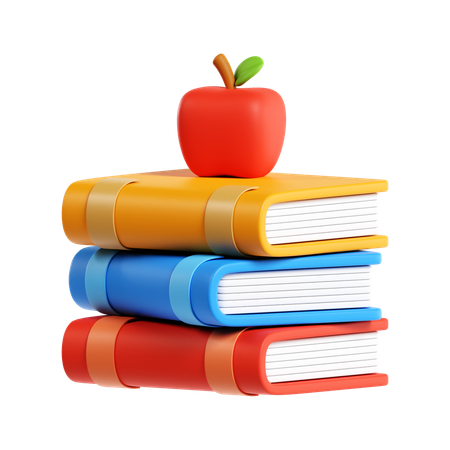 Livre et pomme  3D Icon