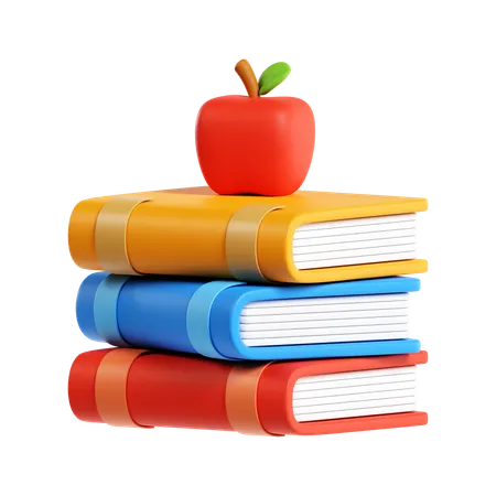 Livre et pomme  3D Icon