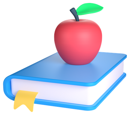 Livre et pomme  3D Icon