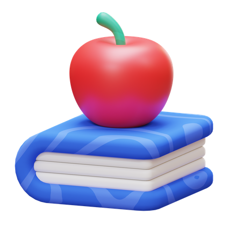 Livre et pomme  3D Icon