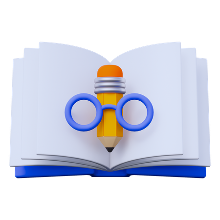 Livre ouvert avec un crayon  3D Icon