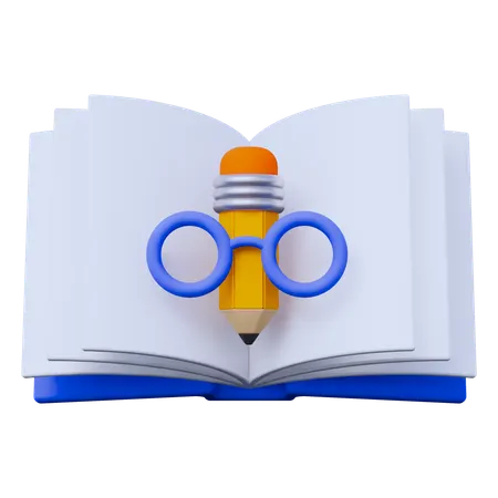 Livre ouvert avec un crayon  3D Icon