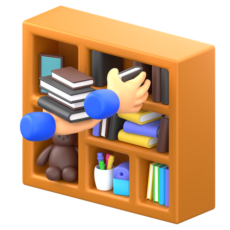 Organiser les livres  3D Illustration