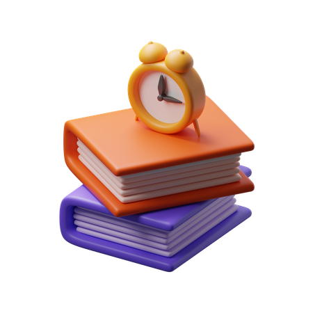 Livres et horloge  3D Icon