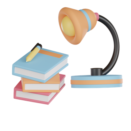 Livres et lampe  3D Icon