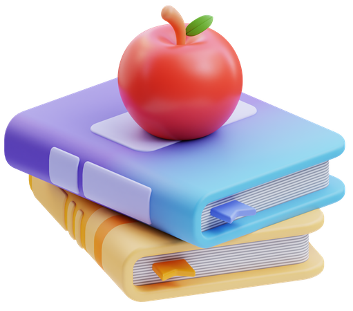 Livres et pommes  3D Icon