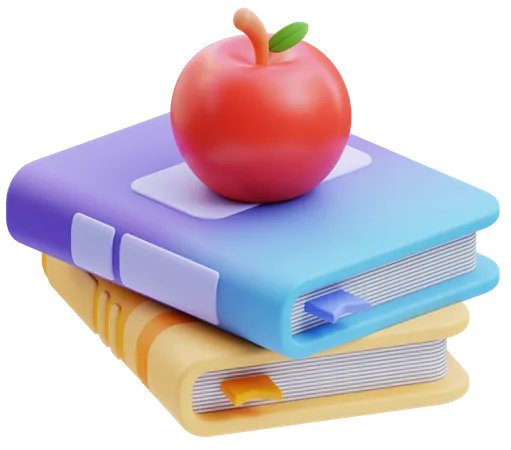 Livres et pommes  3D Icon