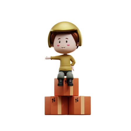 Livreur avec boîte de colis  3D Icon