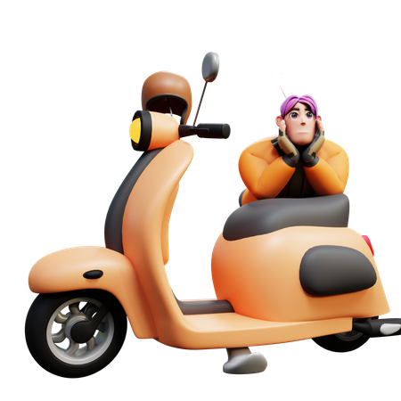 Livreur avec scooter  3D Illustration