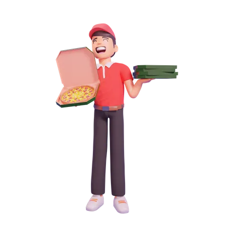 Livreur de pizza  3D Illustration