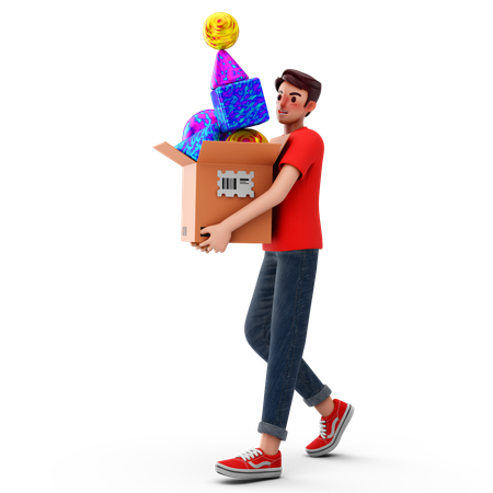 Livreur livrant le colis  3D Icon