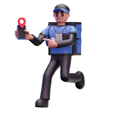Livreur trouvant le lieu de livraison  3D Icon