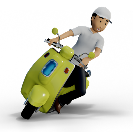 Livreur sur scooter  3D Illustration