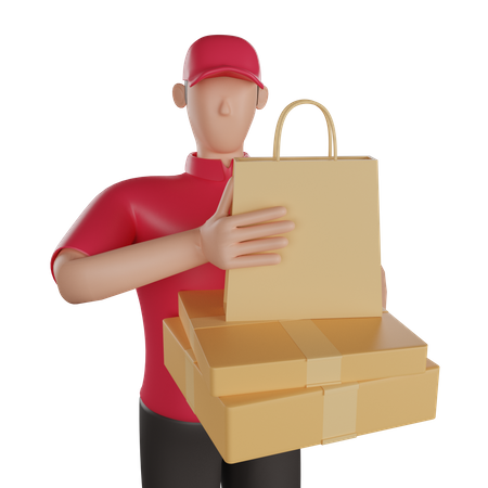 Livreur tenant une marchandise de livraison  3D Icon