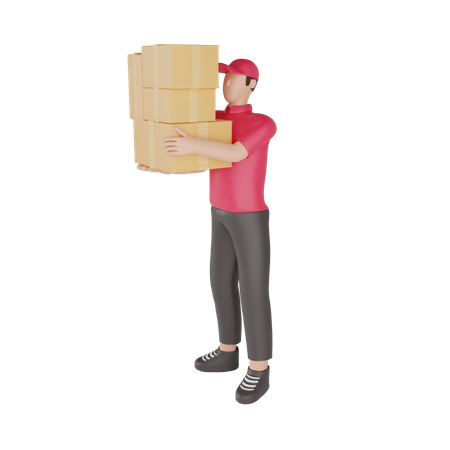 Livreur transportant une expédition  3D Icon