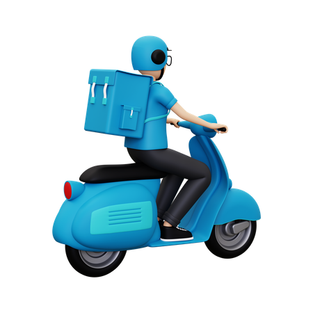 Livreur en scooter  3D Illustration