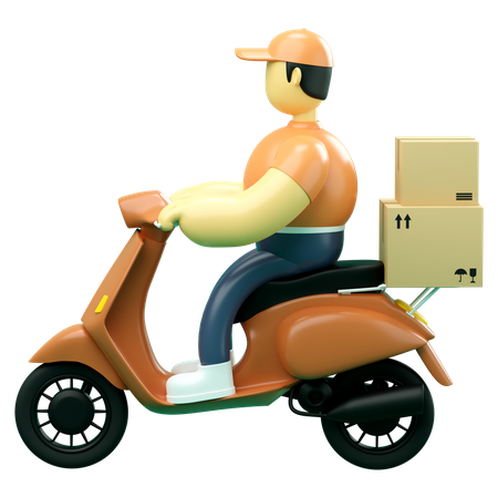 Livreur sur scooter  3D Illustration