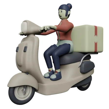 Livreuse sur scooter  3D Illustration