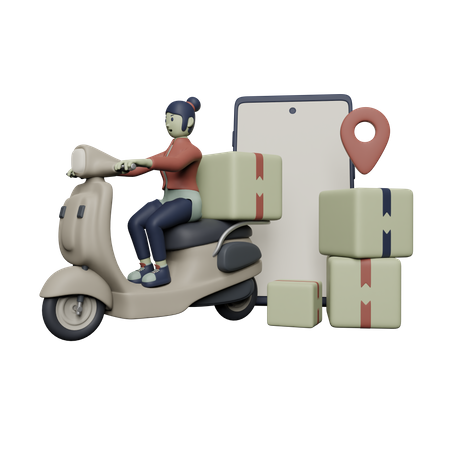 Livreuse va livrer le colis  3D Icon