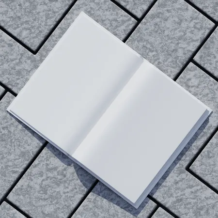 Livro aberto no pavimento de pedra  3D Illustration