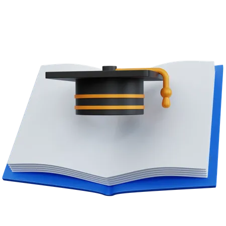 Livro aberto vazio com chapéu de formatura  3D Icon