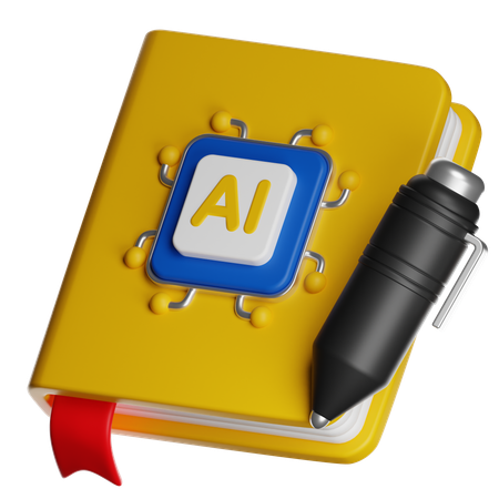 Livro de conhecimento de IA  3D Icon