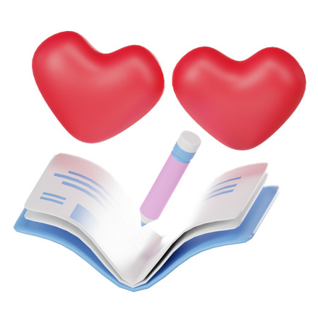 Livro de história de amor  3D Icon