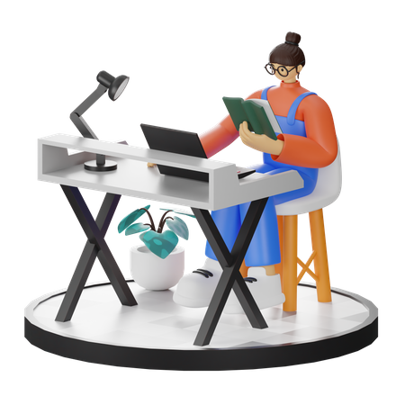 Livro de leitura feminino  3D Illustration