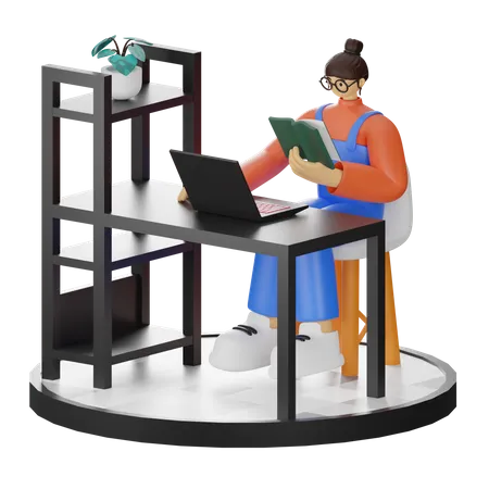 Livro de leitura feminino  3D Illustration