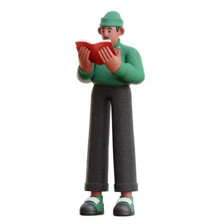 Homem lendo livro  3D Illustration