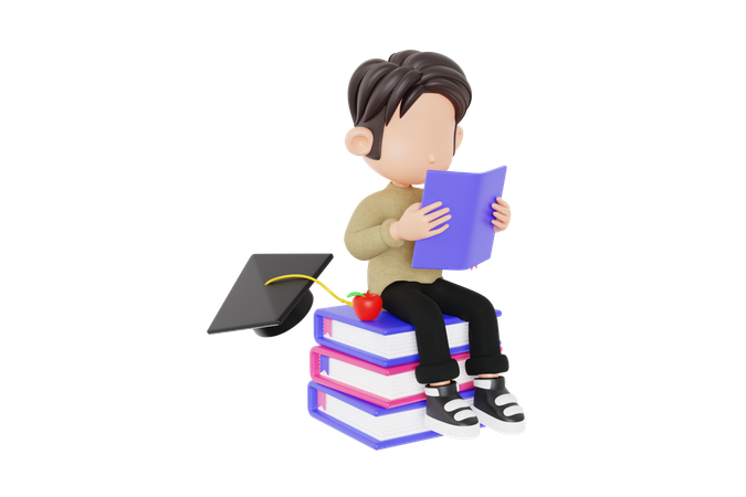 Livro de leitura de menino  3D Icon