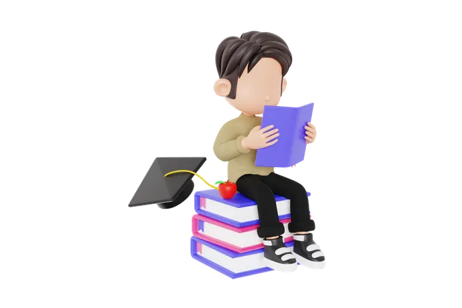 Livro de leitura de menino  3D Icon