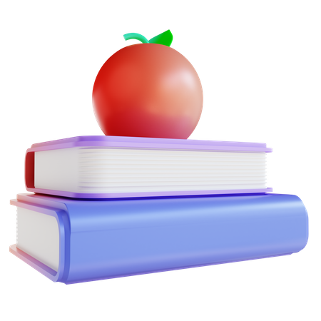 Livro e maçã  3D Illustration