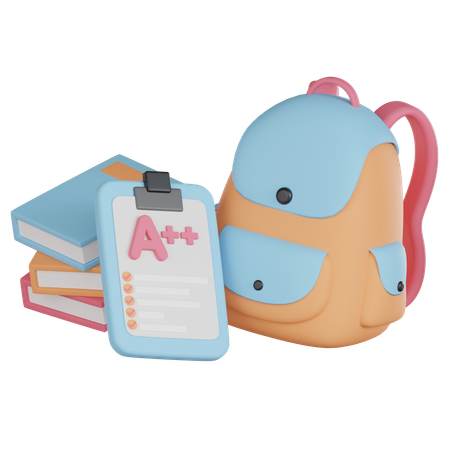 Livro e mochila escolar  3D Icon