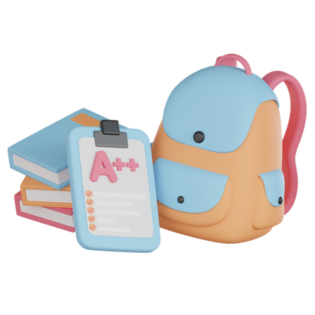 Livro e mochila escolar  3D Icon