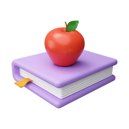 Conceito De Icone De Escola Minima 3 D Apple Em Uma Pilha De Livros Icone Isolado No Fundo Tracado De Recorte Do Simbolo Do Icone Ilustracao De Renderizacao 3 D 3D Icon