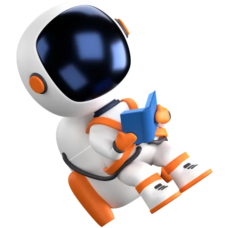 Ilustracao 3 D De Um Astronauta Lendo Um Livro 3D Illustration