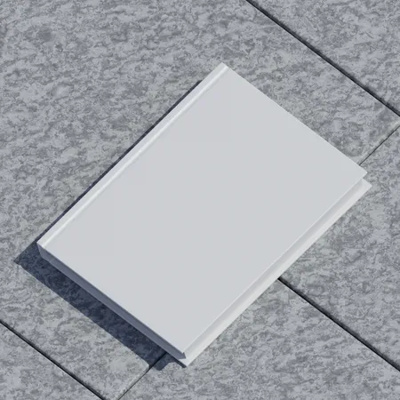 Esta Ilustracao 3 D Retrata Um Unico Livro Em Branco Sobre Uma Superficie De Pedra Aspera Ideal Para Exibir Os Designs Da Capa Do Seu Livro Em Um Ambiente Moderno E Minimalista 3D Illustration