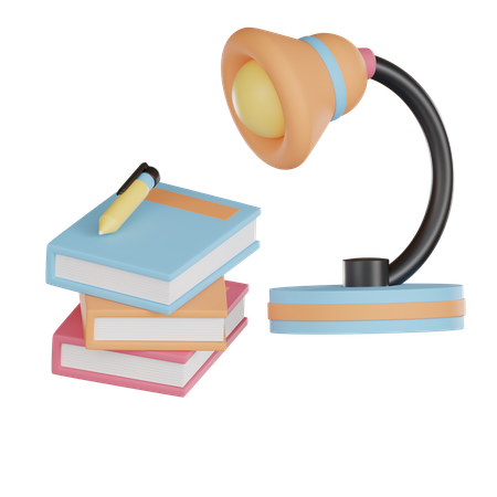 Livros e lâmpada  3D Icon